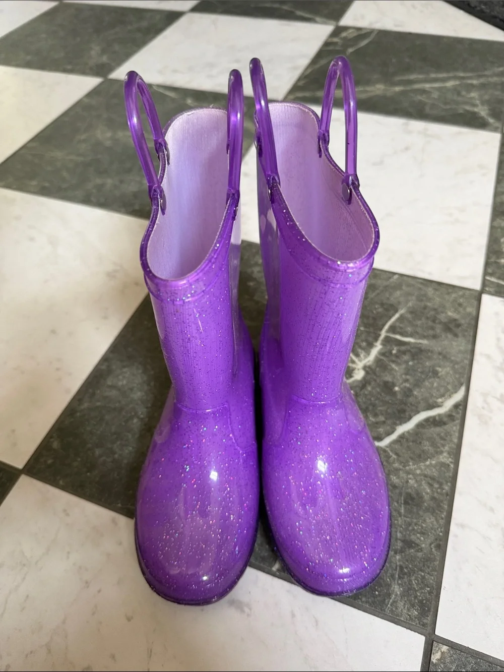 Girls size 1 Purple Glitter Rain Boots like new!